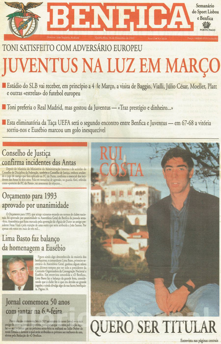 jornal o benfica 2618 1992-12-16